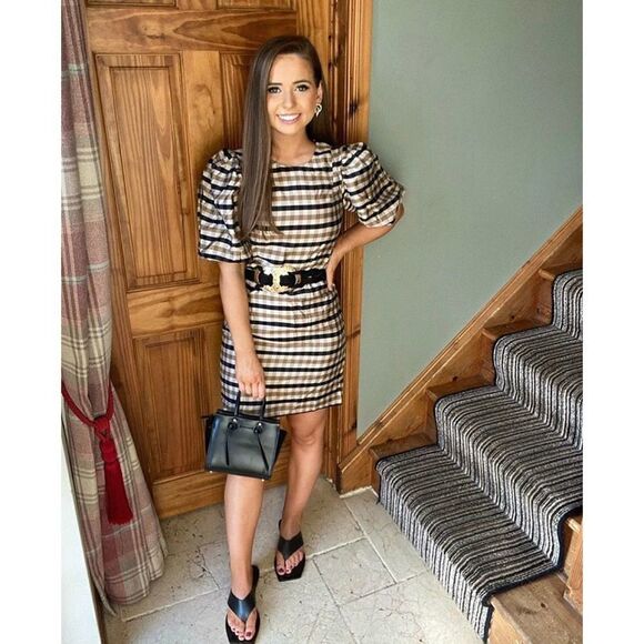 Checked Dress Puff Sleeves H&M - Picture 1 of 8